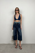 Kot Koyu Mavi Crop Bra