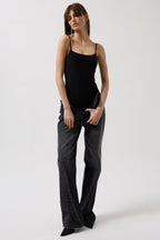 İp Askılı Siyah Bodysuit