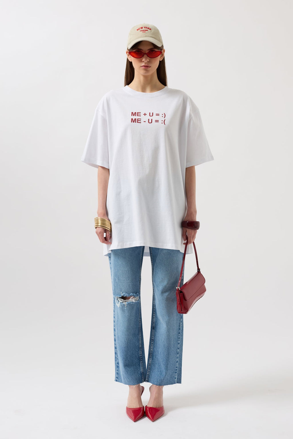 Kabartma Baskılı Beyaz T-Shirt