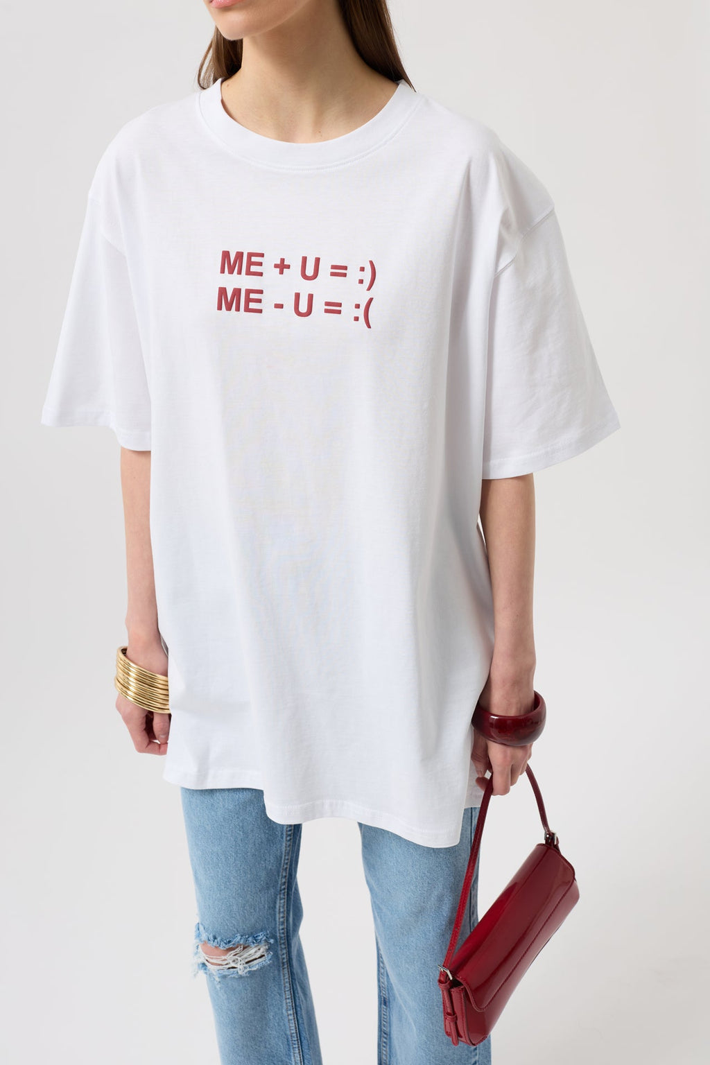 Kabartma Baskılı Beyaz T-Shirt