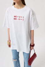 Kabartma Baskılı Beyaz T-Shirt