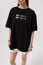Kabartma Baskılı Siyah T-Shirt