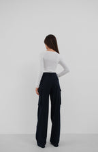 Kare Yaka Beyaz Crop Top