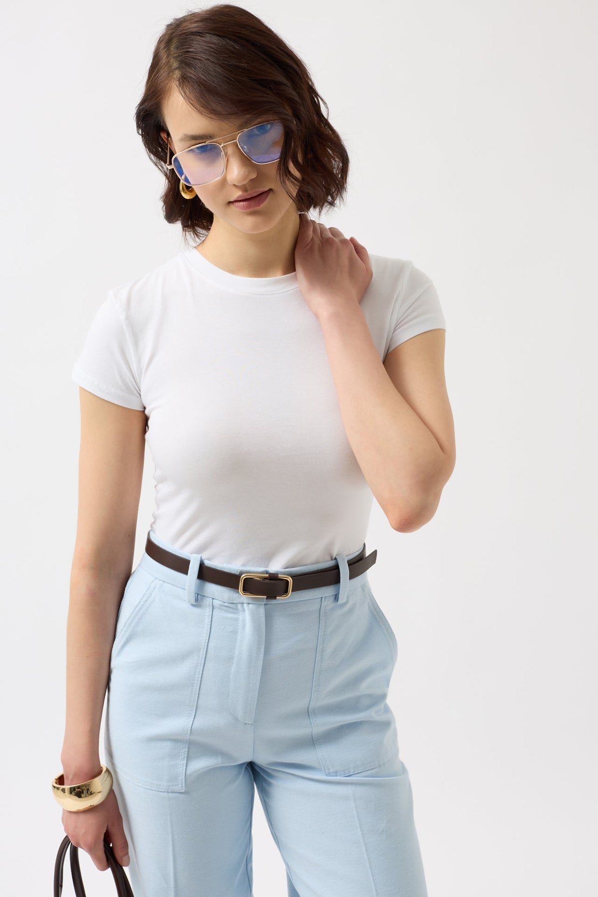 Likralı Basic Beyaz T-Shirt