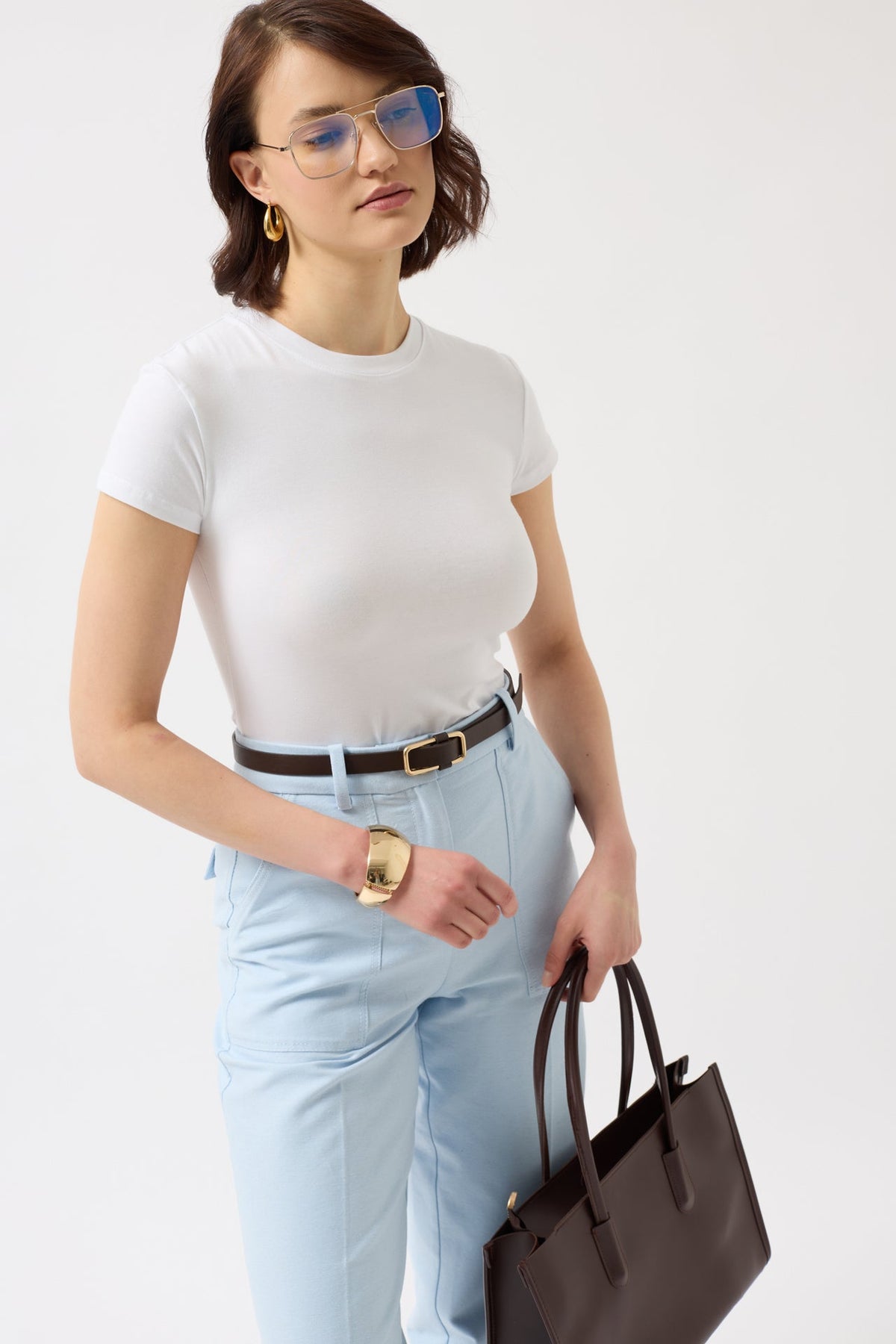 Likralı Basic Beyaz T-Shirt