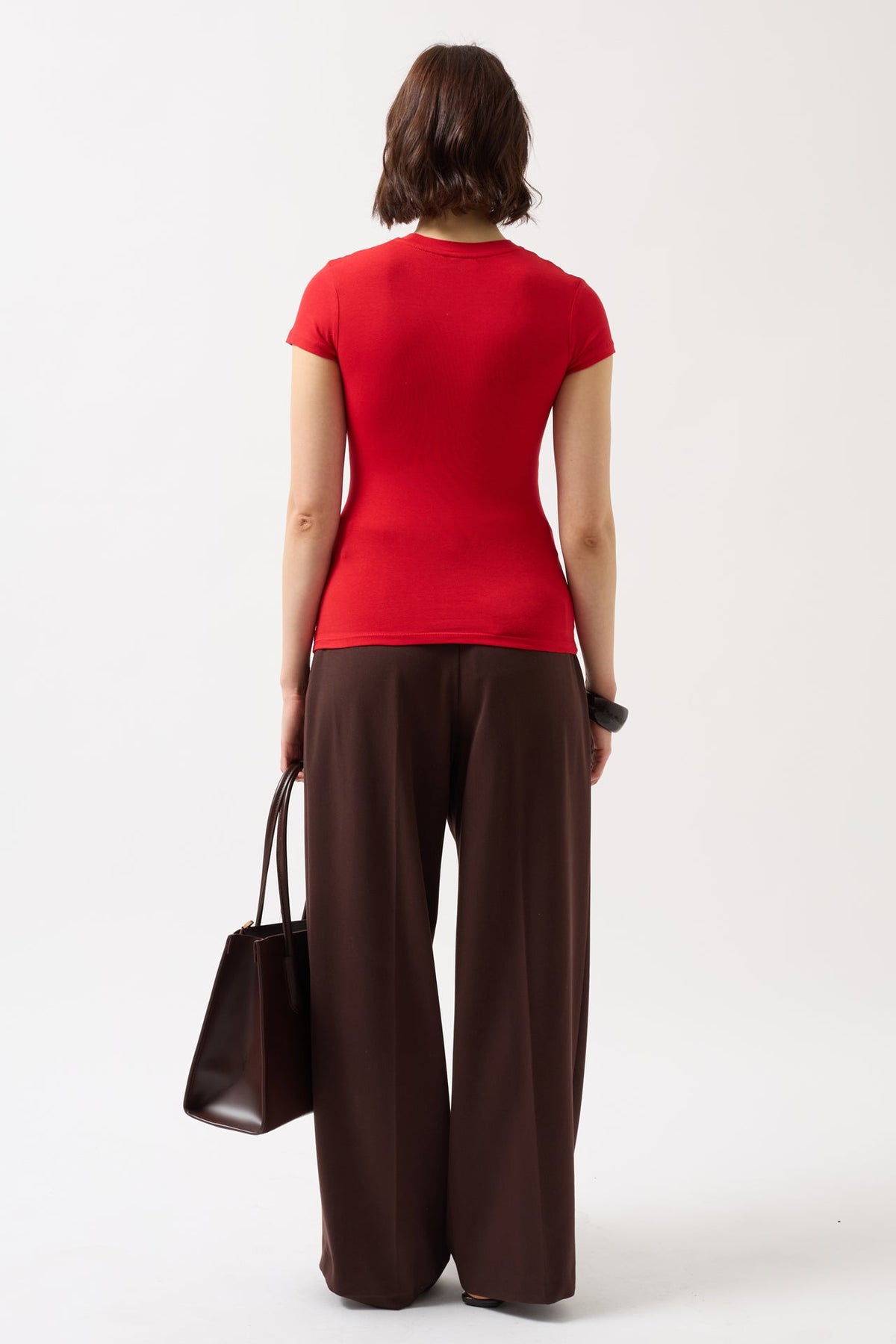 Likralı Basic Kırmızı T-Shirt