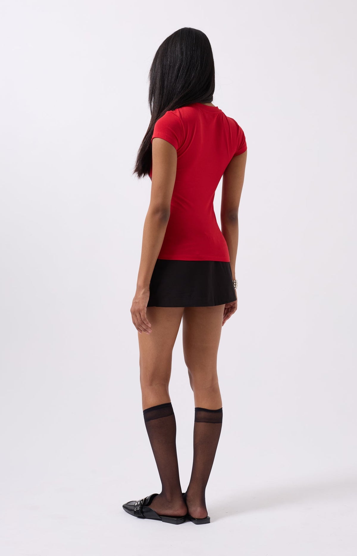 Nakış Detay Baskılı Crop Kırmızı T-Shirt