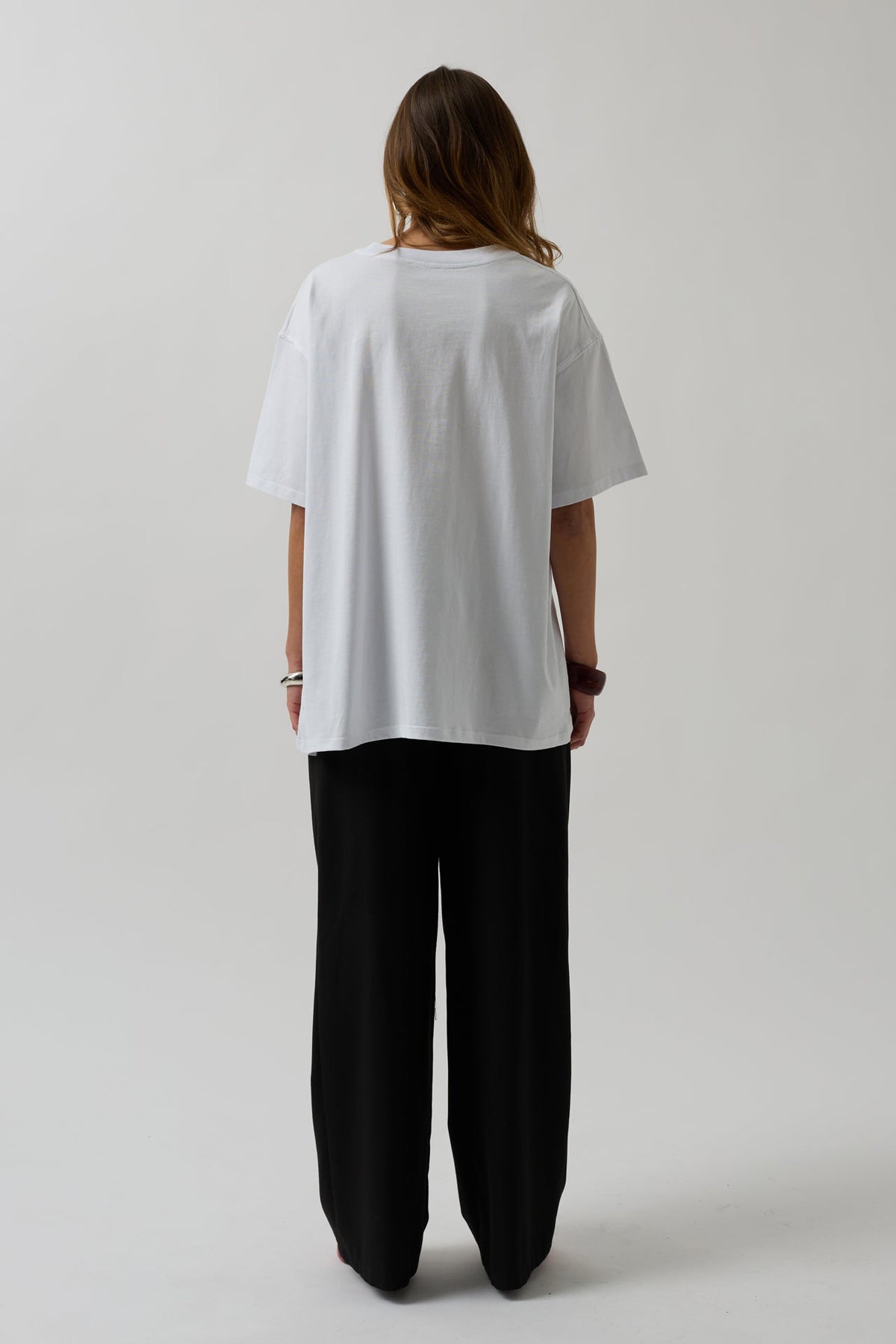 Siri Ön Baskılı Oversize Beyaz T-Shirt