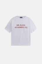 Siri Ön Baskılı Oversize Beyaz T-Shirt