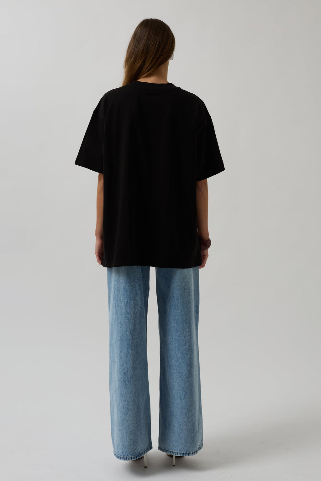 Siri Ön Baskılı Oversize Siyah T-Shirt
