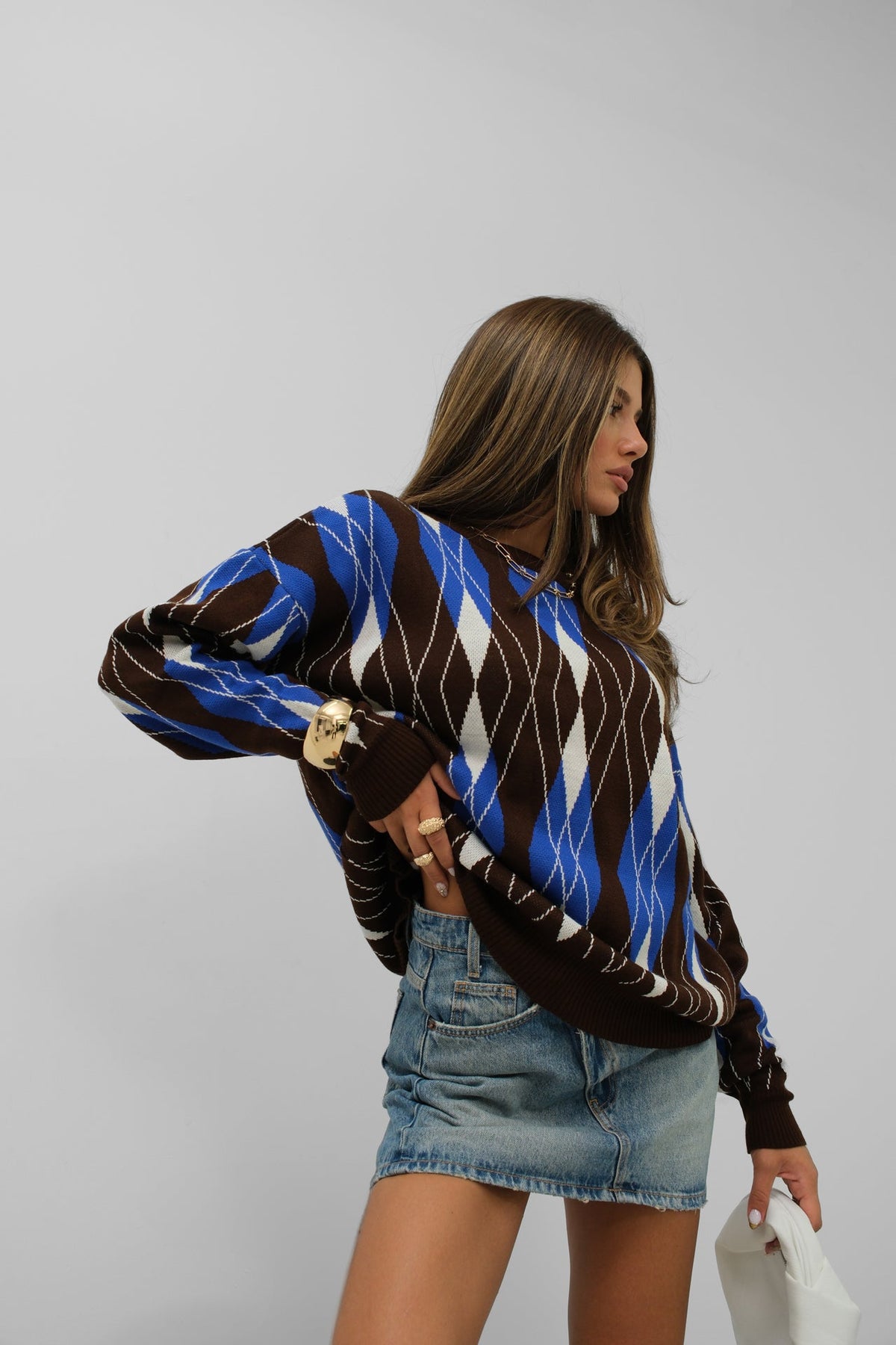 Oversize Baklava Desen Kazak