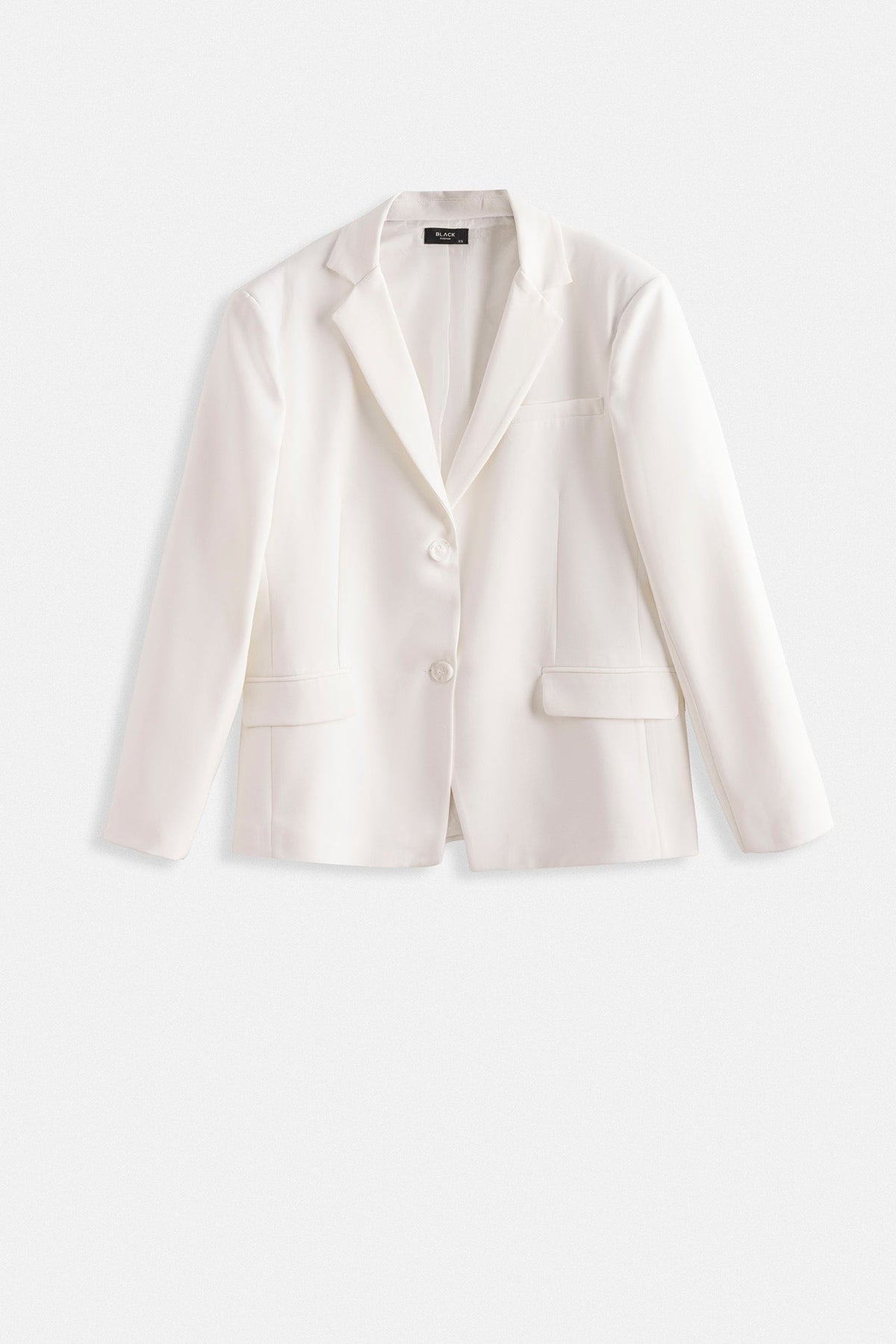 Oversize Cep Detaylı Beyaz Ceket