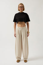 Oversize Crop Siyah T-Shirt