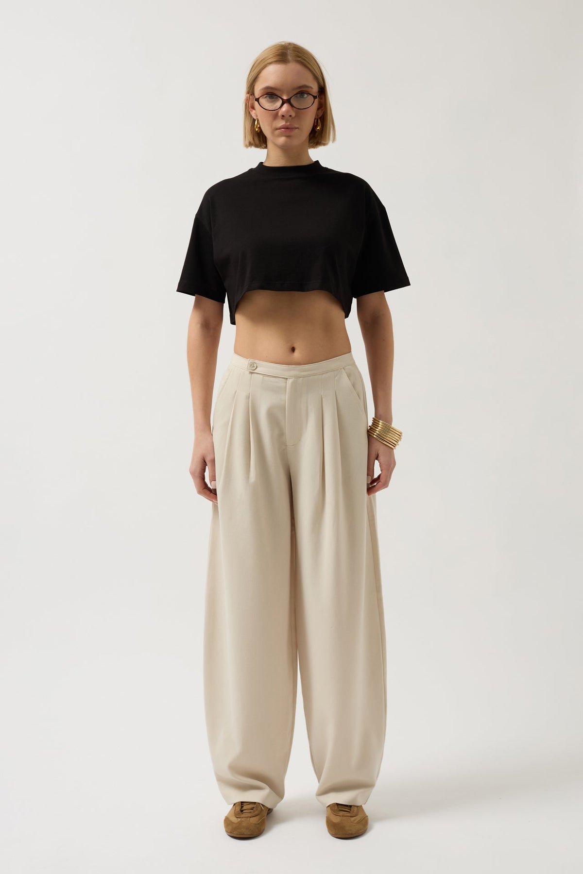 Oversize Crop Siyah T-Shirt