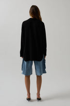 Oversize Siyah Keten Gömlek