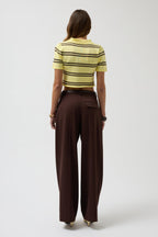 Polo Yaka Crop Sarı T-Shirt