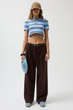 Polo Yaka Crop Bebe Mavi T-Shirt