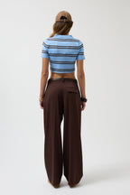 Polo Yaka Crop Bebe Mavi T-Shirt