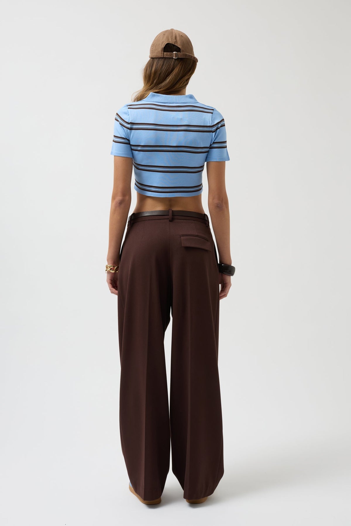 Polo Yaka Crop Bebe Mavi T-Shirt