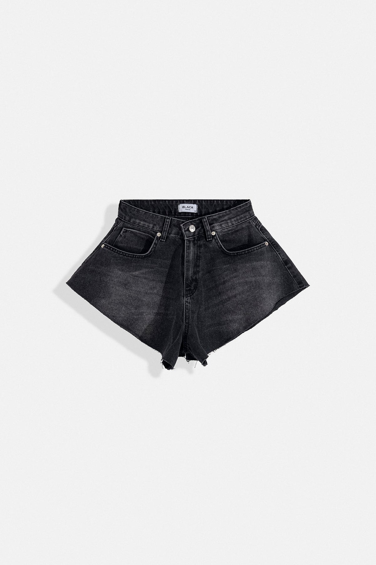 Saçaklı Denim Siyah Şort
