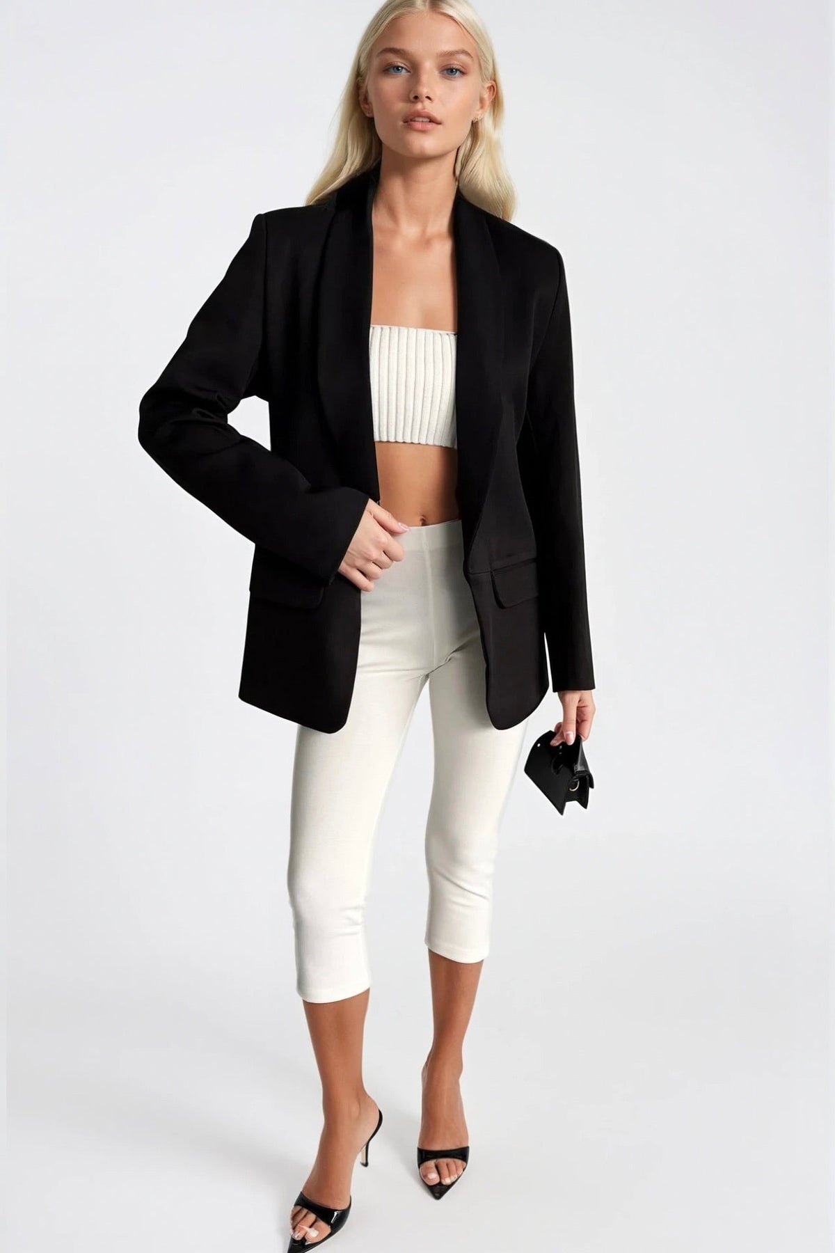 Şal Yaka Astarlı Siyah Blazer Ceket
