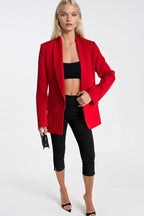 Şal Yaka Astarlı Kırmızı Blazer Ceket