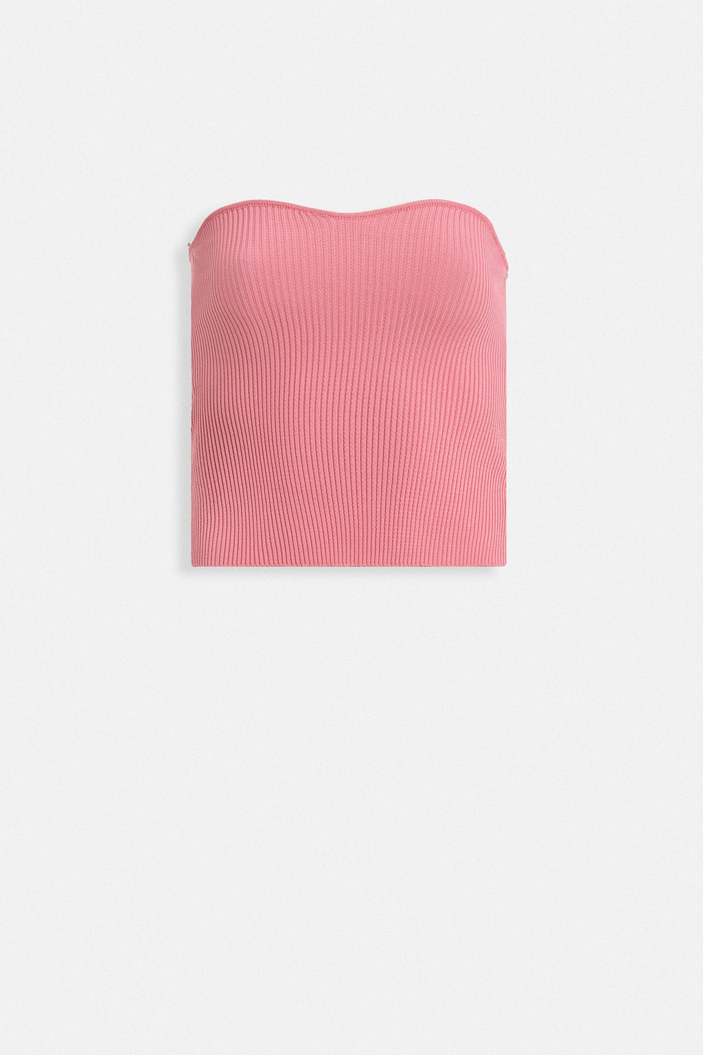Straplez Dokulu Pembe Crop
