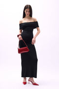 Straplez Maxi Siyah Elbise