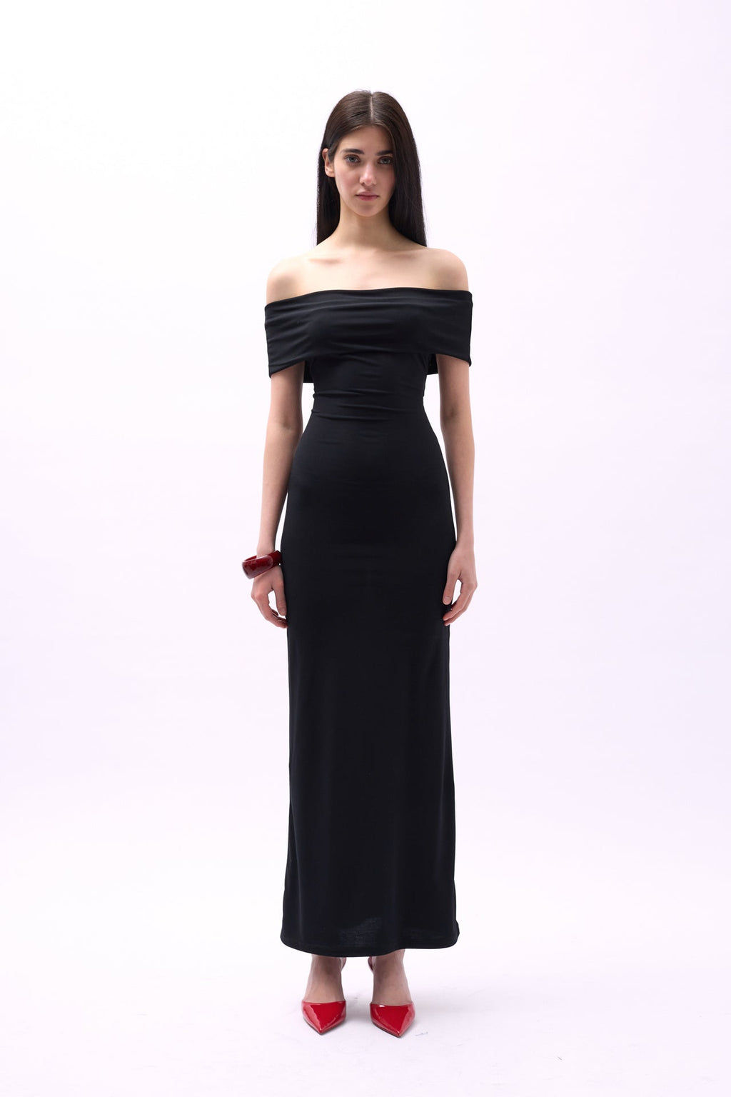 Straplez Maxi Siyah Elbise