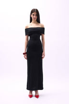 Straplez Maxi Siyah Elbise
