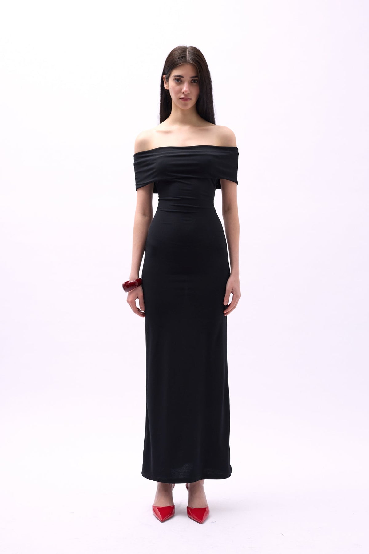 Straplez Maxi Siyah Elbise