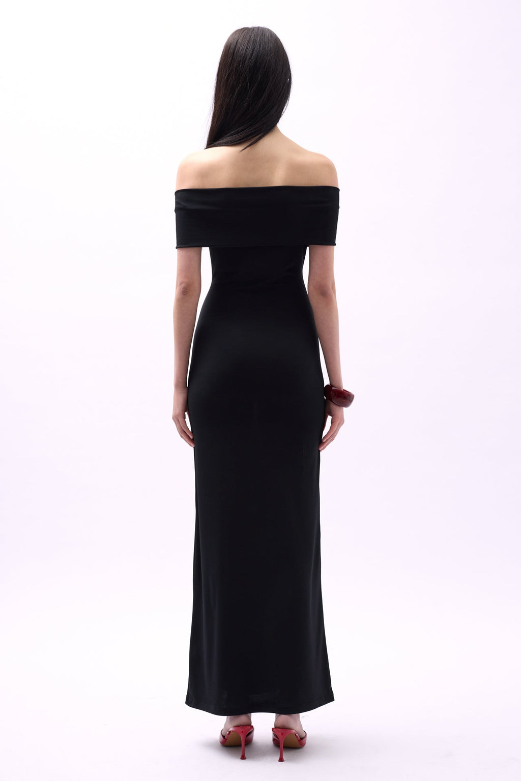 Straplez Maxi Siyah Elbise