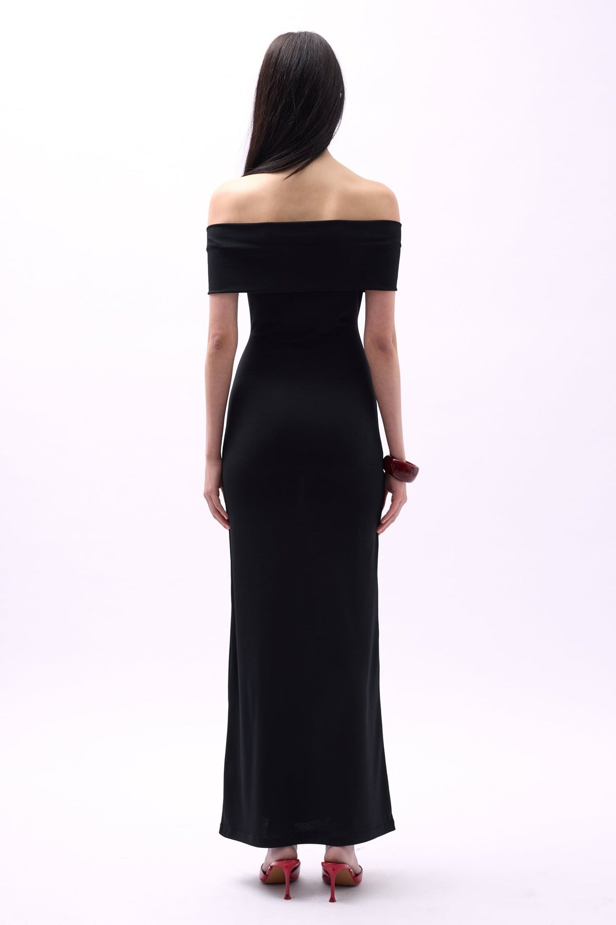 Straplez Maxi Siyah Elbise