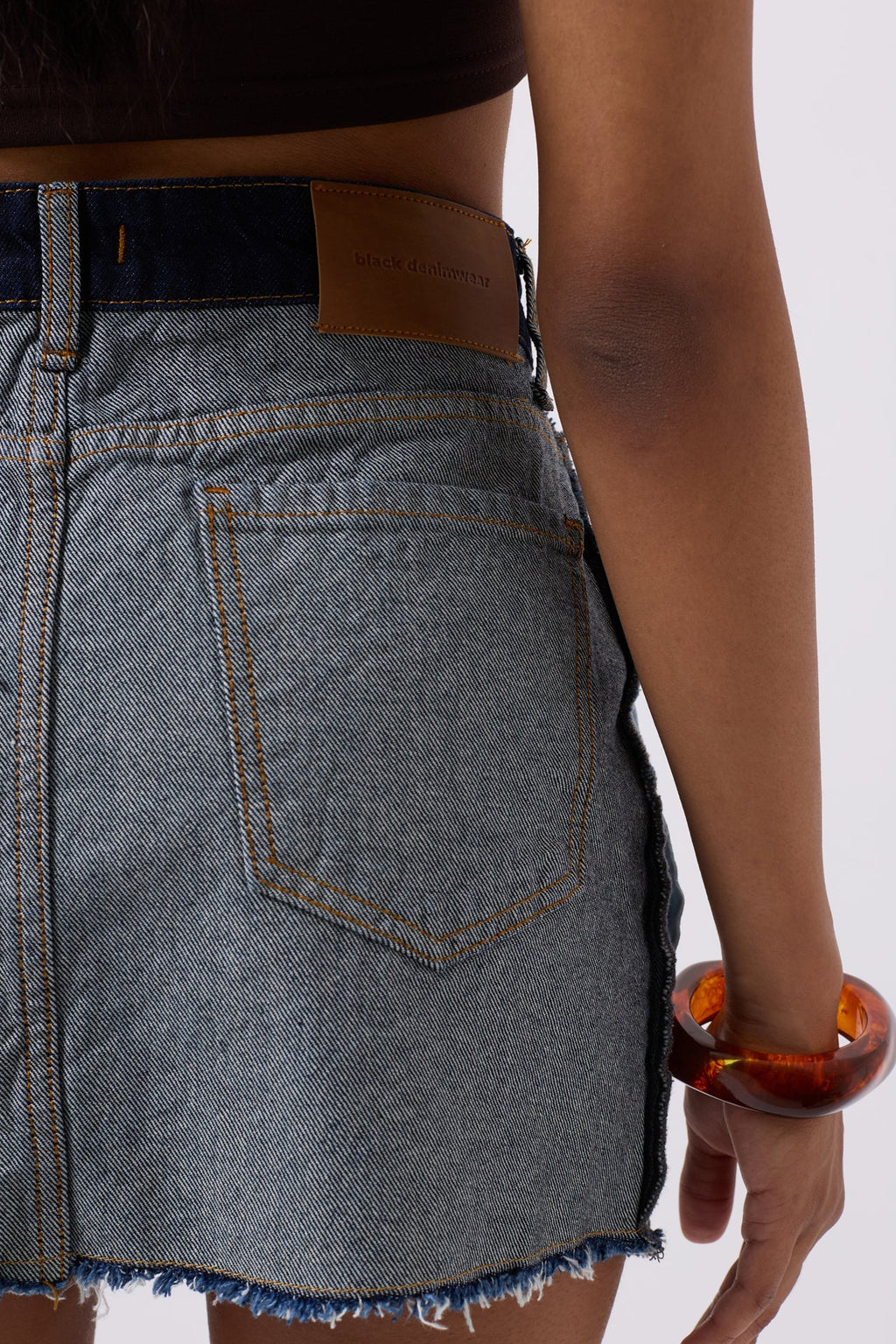 Ters Detay Denim Mini Mavi Etek