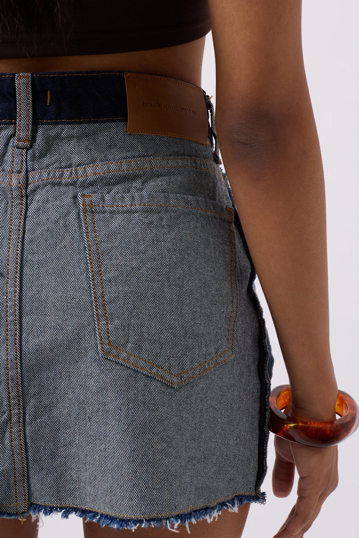 Ters Detay Denim Mini Mavi Etek