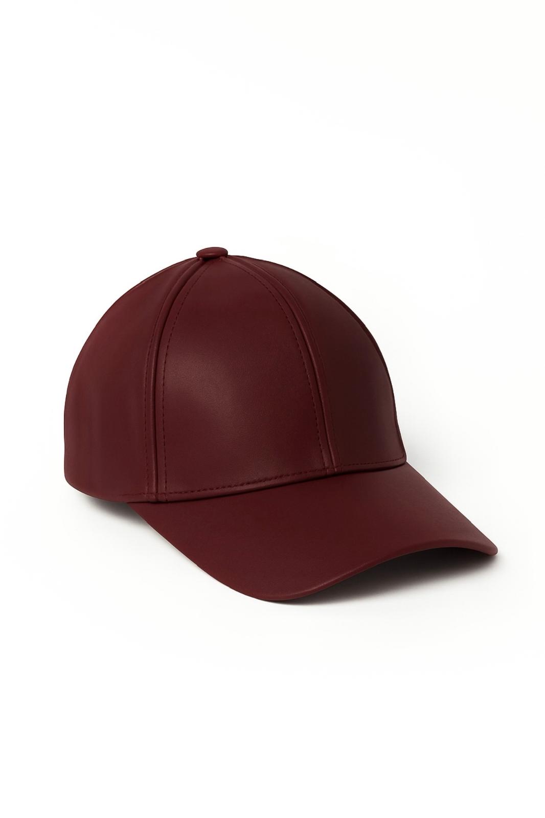 Vegan Deri Cap Bordo Şapka