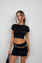 Yarım Kol Basic Siyah T-Shirt